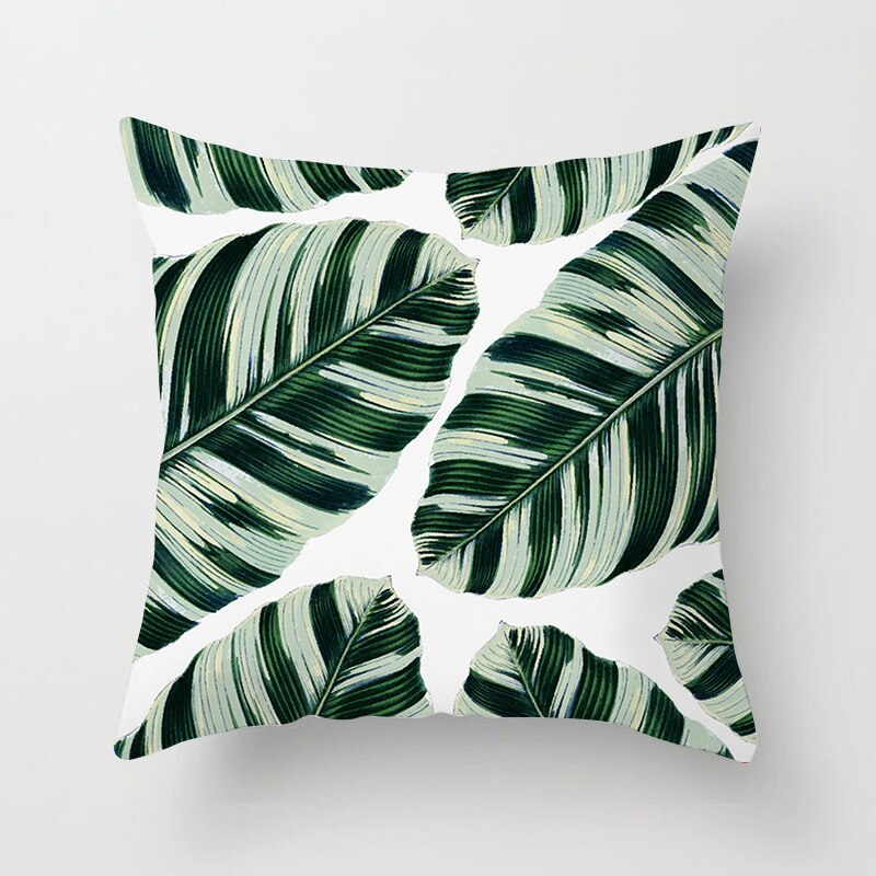 Kids Tropische Planten Palmblad Groene Bladeren Monstera Kussenhoezen Hibiscus Bloem Kussenhoes Decor Beige Linnen Kussensloop: 7