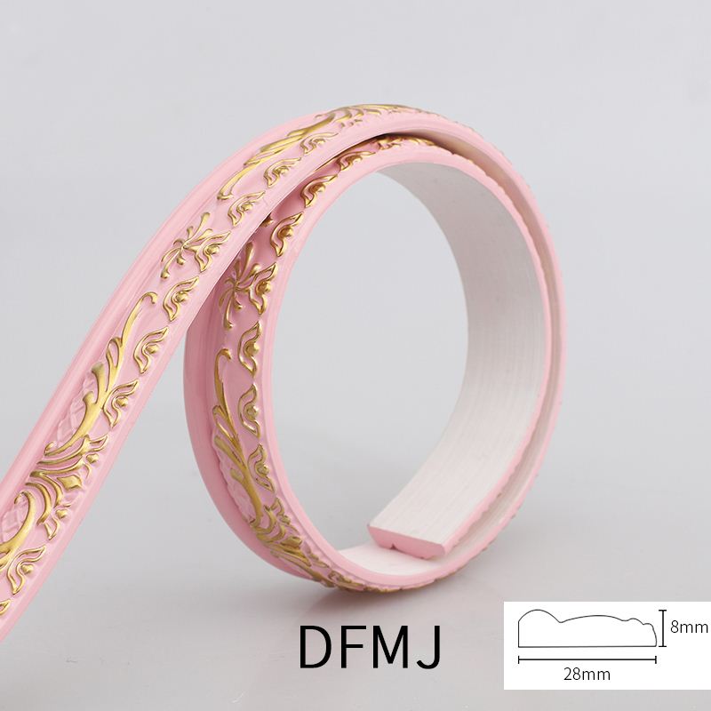 Plaster line living room background wall decorative border PVC line door frame line: Light pink gold