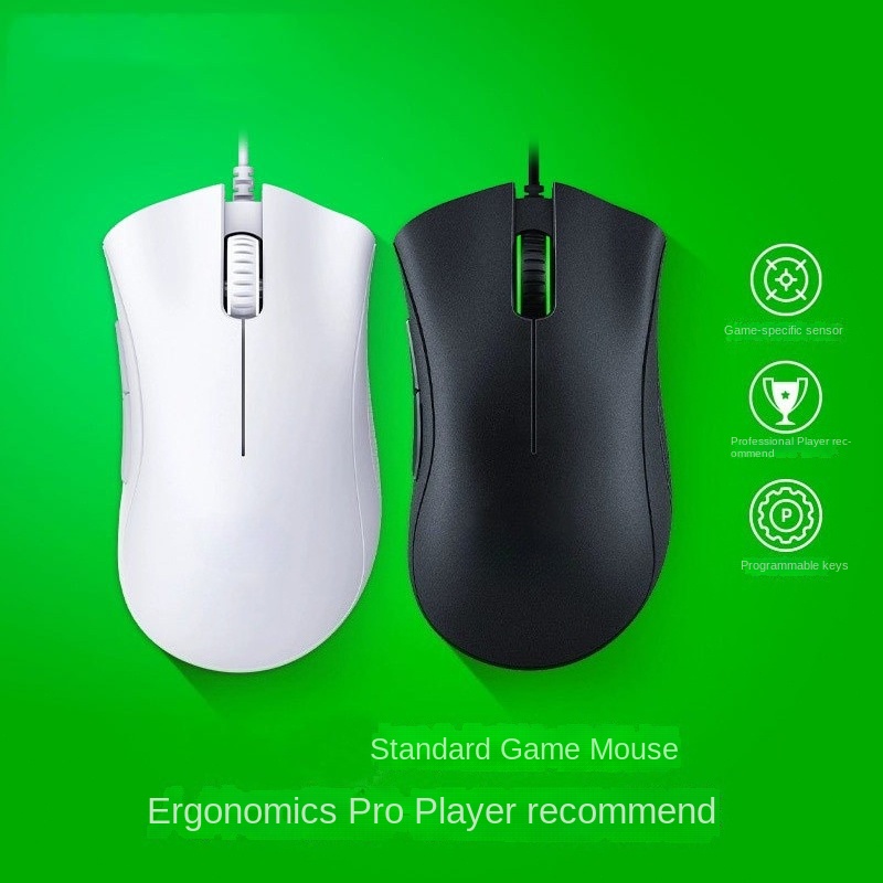E-sports Grade Optical Sensor Black And White 6400DPI Wired Gaming Mouse Recommended By Players