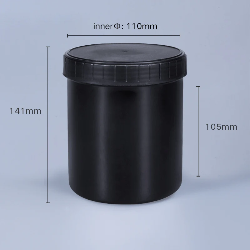 1000ml Wide Mouth plastic jar with inner and outer lid Food Grade HDPE Storage Container Leakproof Food Bottle: black-A