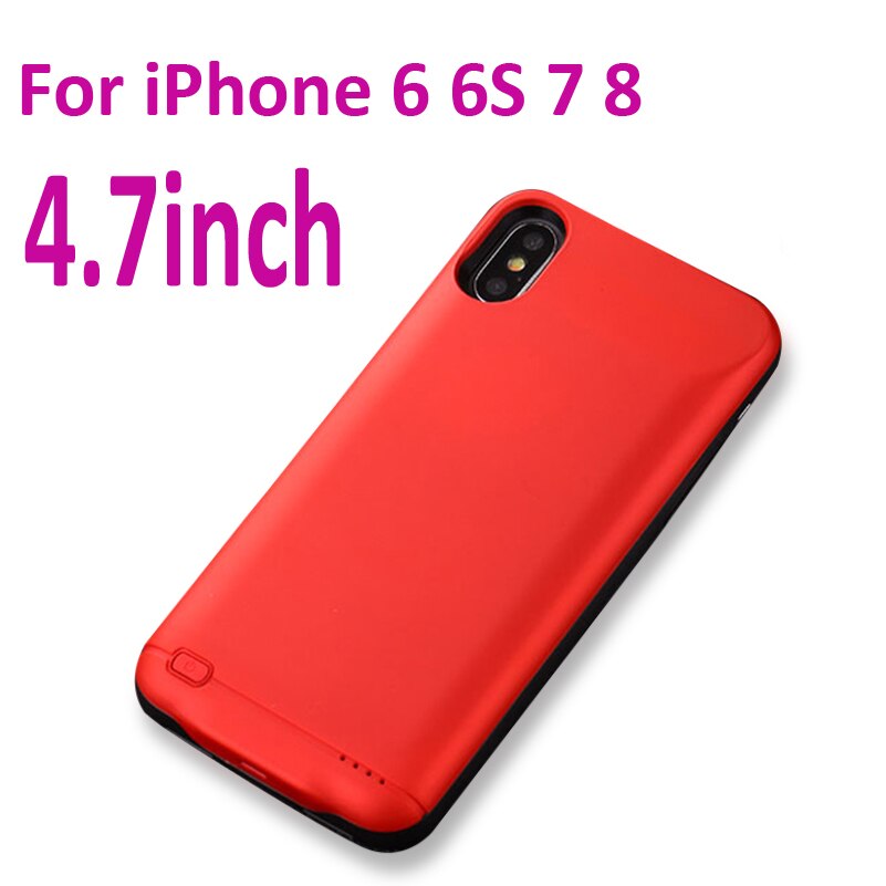 3000/4000/5000mAh ładowarka Case dla iPhone 11/11pro/11 Pro Max X XS MAX XR 6 6S 7 8 Plus Power Bank ładowarka przypadku: Red 6 6s 7 8