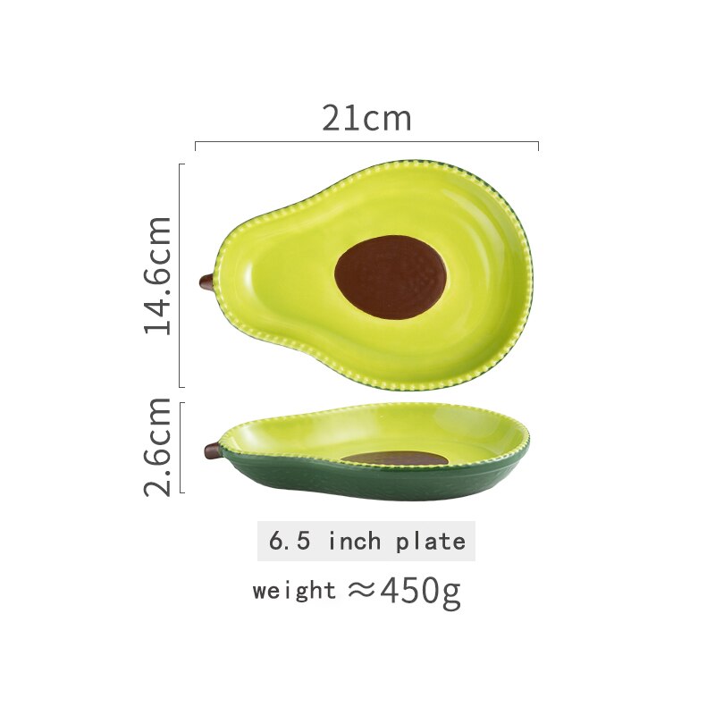 Creatieve Avocado Plaat Keramische Servies Huishoudelijke Gerechten Snack Dessert Fruit Salade Avocado Kom Porselein Servies Sets: 6.5 inch plate