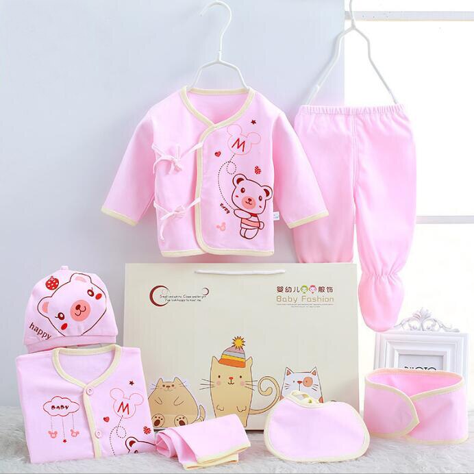 Ensembles de vêtements pour bébés | Ensemble en coton, pour -né fille garçon, chemise + pantalon + barboteuse + chapeau + culottes, ensemble de 7 pièces: CJM029P
