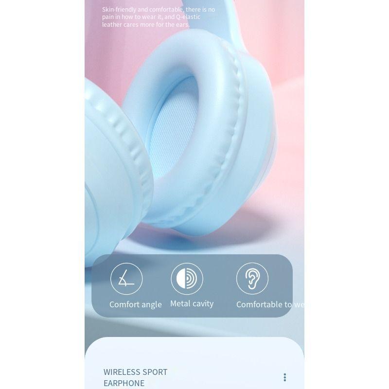 Casque Bluetooth de dessin animé mignon avec écouteurs de sport pliables antibruit, batterie ultra longue durée de vie et utilisation universelle