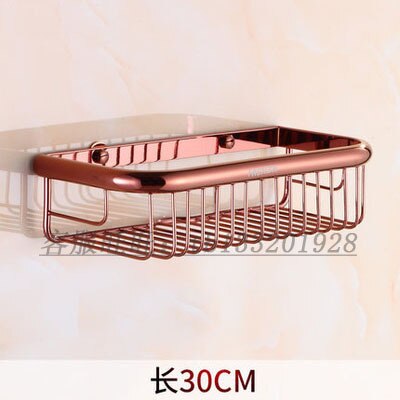 Rose Goud Koper Europese Stijl Bad Handdoekenrek Rose Goud Verdikte Handdoekenrek Badkamer Plank Badkamer Hardware Hanger Set: Square basket 3