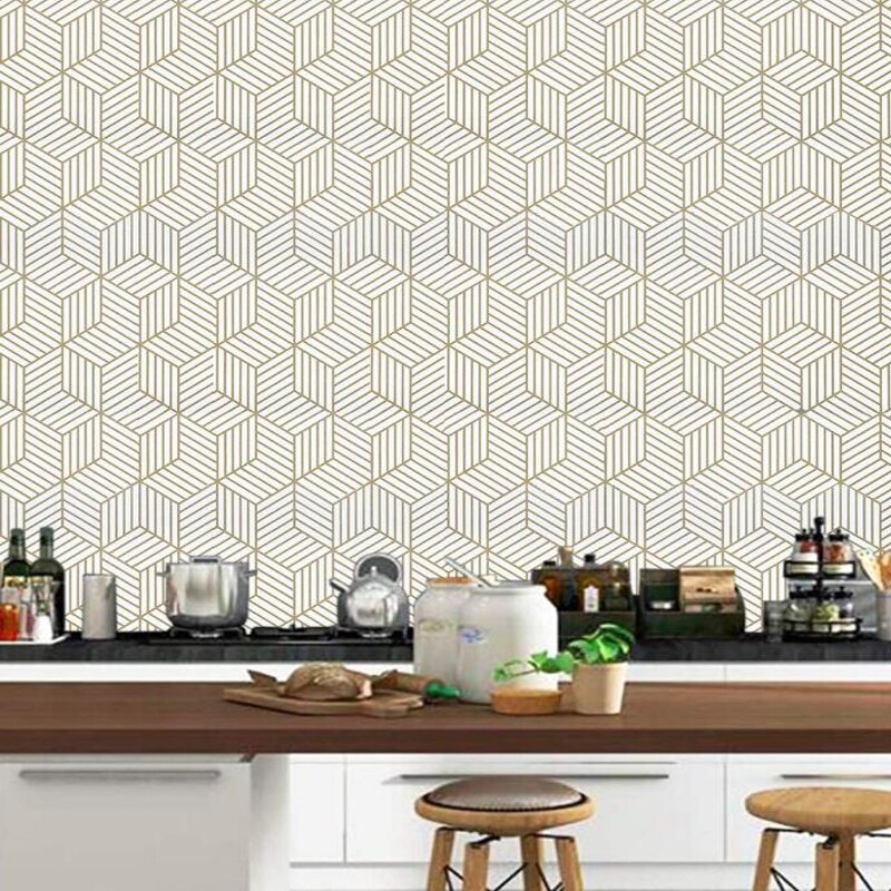Papel para empapelar hexagonal geométrico, papel tapiz autoadhesivo extraíble, pelar y pegar, vinilo para decoración del hogar y dormitorio