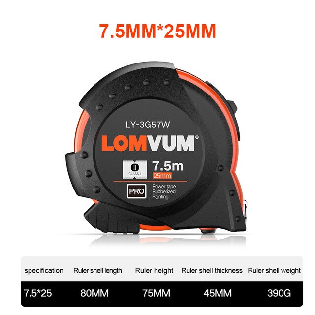 LOMVUM, 5M, sistema métrico británico, cinta de medición de bloqueo automático, cinta métrica retráctil de 7,5 M, 3M, cinta métrica de centímetros: 7.5m