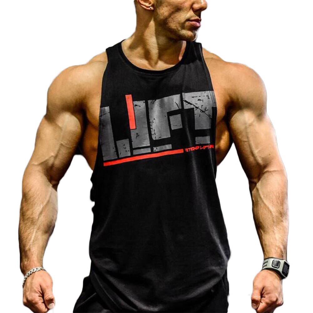 Mænd gym singlet tanktops løse åndbare bodybuilding toppe til sommer aic 88: Sort / M