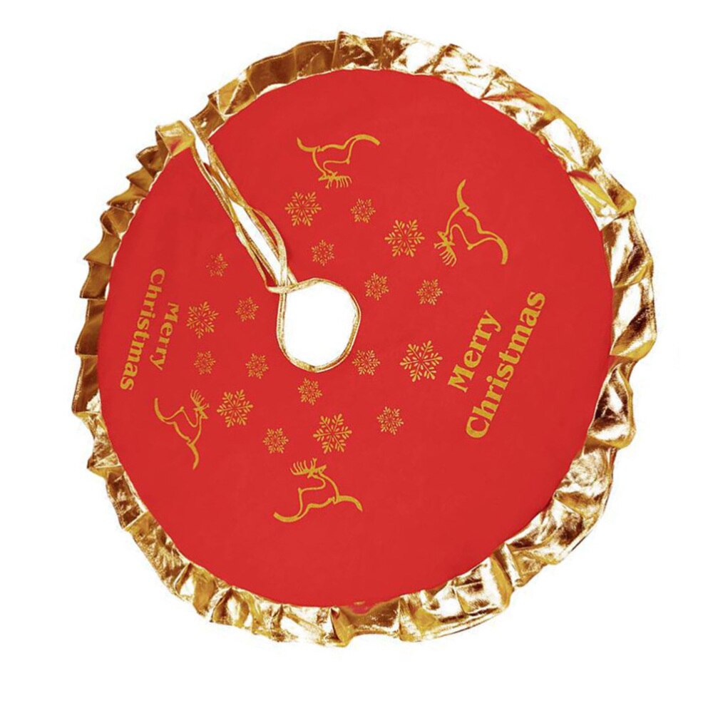 90CM Christmas Tree Skirt Felt Print Bear Xmas Tree Base Decoration Apron Wrap