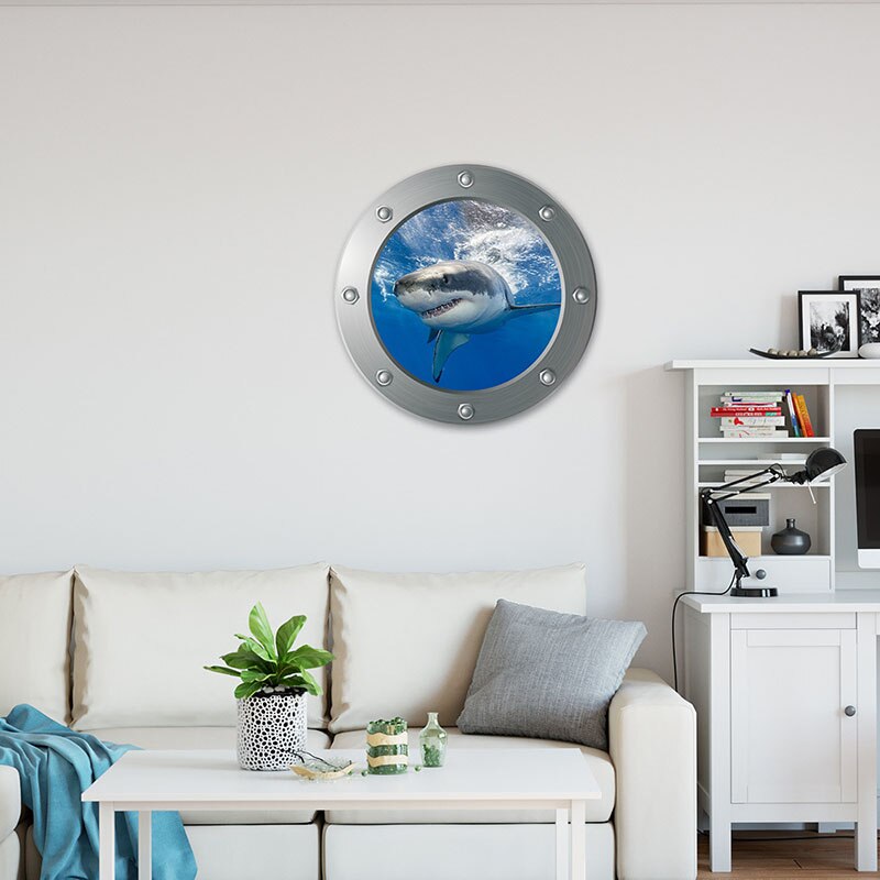 Pegatina de pared de submarino con ventana de vista del Océano 3d, calcomanías gráficas de ojo de buey, palo de Peel de Portal marino, Crucero de mar, arte de pared, decoración de habitación de niños