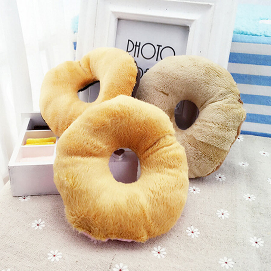 Mordedor Rosa Color café para perros, juguetes para lanzar, antiestéticos, adorable mascota, perro, cachorro, gato, chirrido, sonido, Donut, juguetes de juego para perros de 14cm