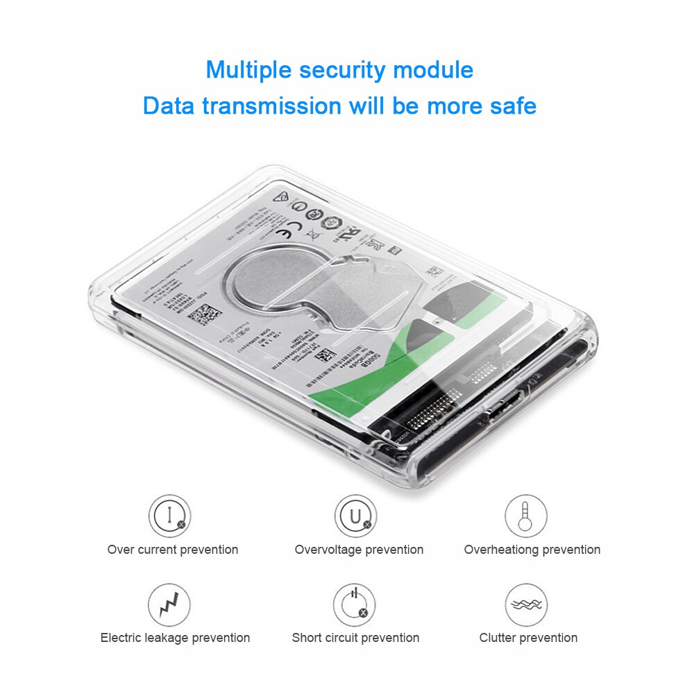 CHIPAL-carcasa transparente para disco duro Sata a USB 2,5, caja de HDD de 3,1 pulgadas, Adaptador tipo C, 2TB gratis, 5gbps, compatible con UASP