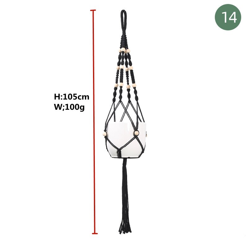 Macrame Handgemaakte Plantenhanger Manden Bloempotten Houder Balkon Hangende Decoratie Geknoopt Hijstouw Huis Tuinbenodigdheden: green