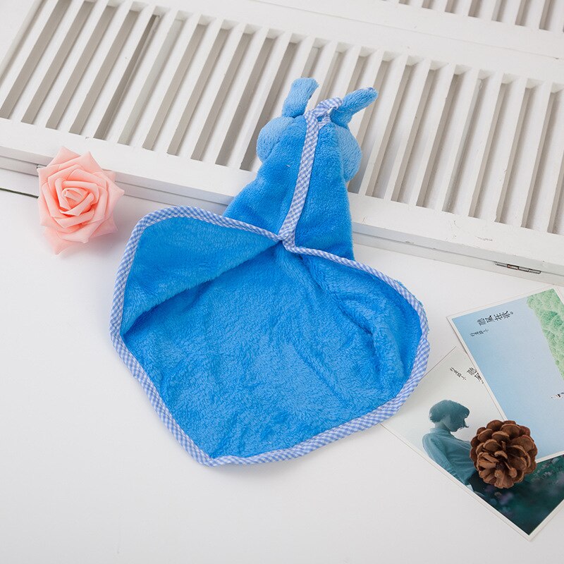 Toalla de bebé de dibujos animados de 5 colores, toalla de mano de terciopelo coral para niños, toalla de mano para limpiar, toallas de baño colgantes