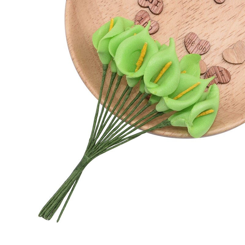 144 Stuks Mini Schuim Calla Lelie Kunstbloemen Boeket Voor Bruiloft Decoratie Home Decor Handgemaakte Cadeau Taart Kaart Bloemen Ambachten: L11 green