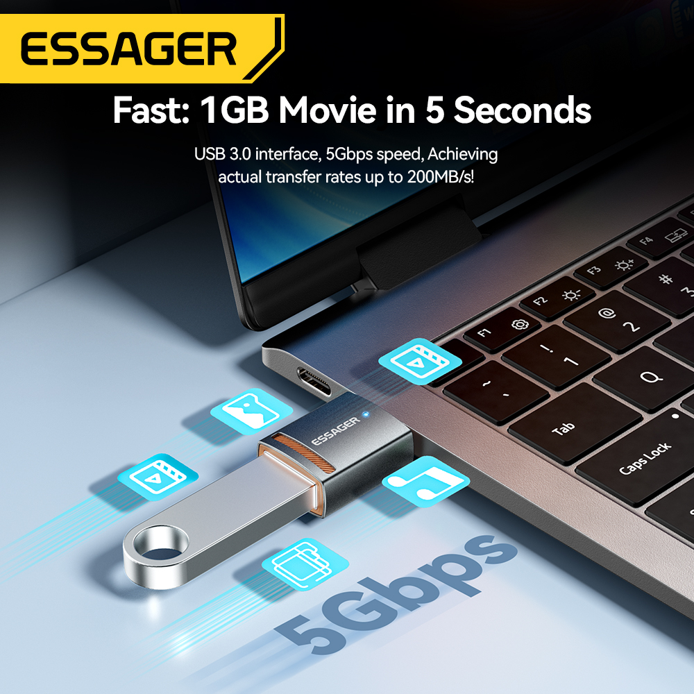 Essager USB3.0 OTG Adapter Typ-C USB-A Micro Buchse auf USB Micro iP Typ-C Stecker Konverter für MacBook Xiaomi iPhone OTG Adapter