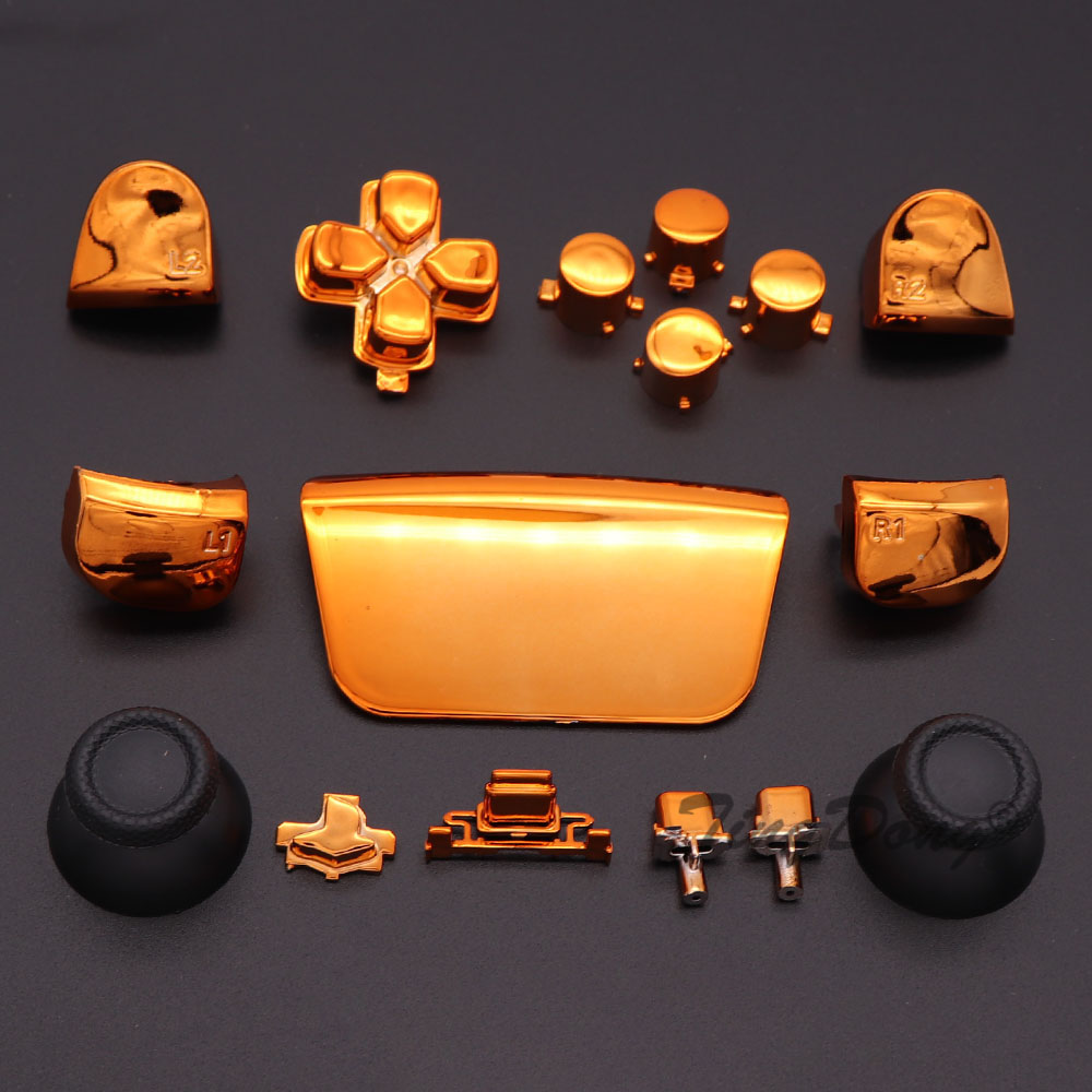 For PS5 BDM-010 V1 handle thumbstick joystick cap L1 R1 L2 R2 D-pad button PS5 controller's chrome-plated gold-PS5plated button: WHITE
