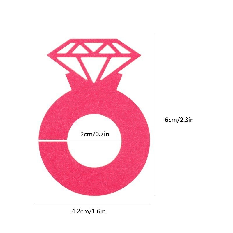 50pcs Diamond Ring Wedding Wine Cup Paper Card Table Decor Engagement Shower Bachelorette Party DecorationTool