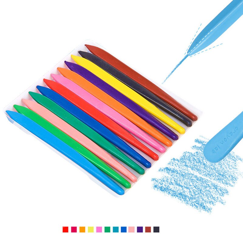 12 Colors Triangular Caryon set Non-toxic Triangular Colouring Pencil for Kids Children Stationery school supplies Crayons