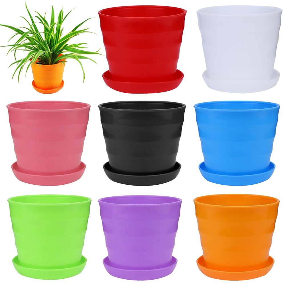 Kleurrijke Mini Plastic Bloempot Succulente Planten Pot Planter Met Potten Tuin Home Office Decor # Wby