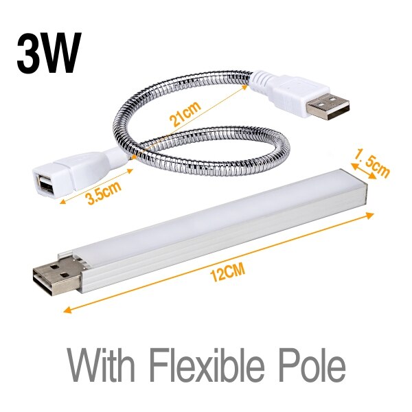 Usb led plantelys fuldt spektrum 3w 5w dc 5v fleksible vækstlys phyto lampe til havehus blomst hydroponisk ir uv dyrkning: 3w med stang