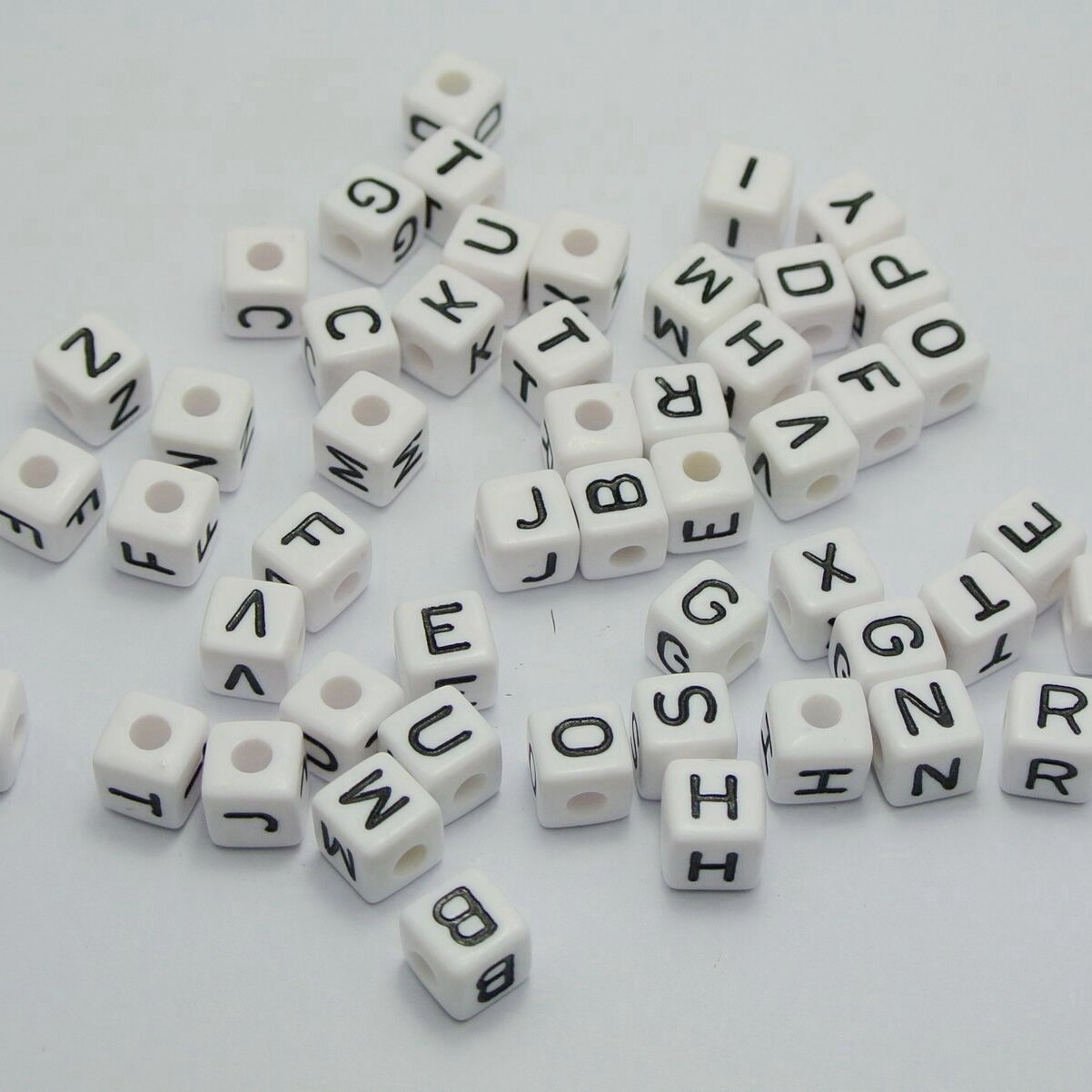 Kids Craft DIY Assorted Alphabet Letter Acrylic Cube Pony Beads 8mm 10mm: 100PCS White  10MM