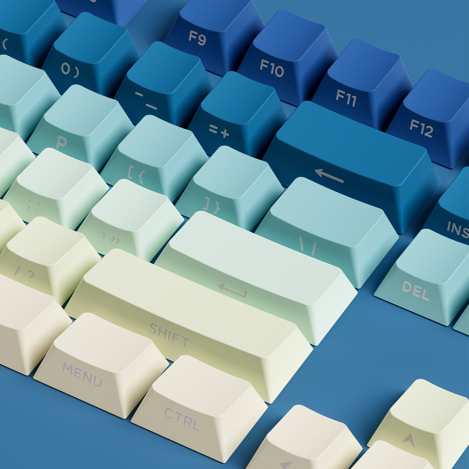 Veekos Gradient Side Printed Keycap Set Cherry Profile PBT Double Shot 136-Key Keycaps for MX Switch Custom Mechanical Keyboard