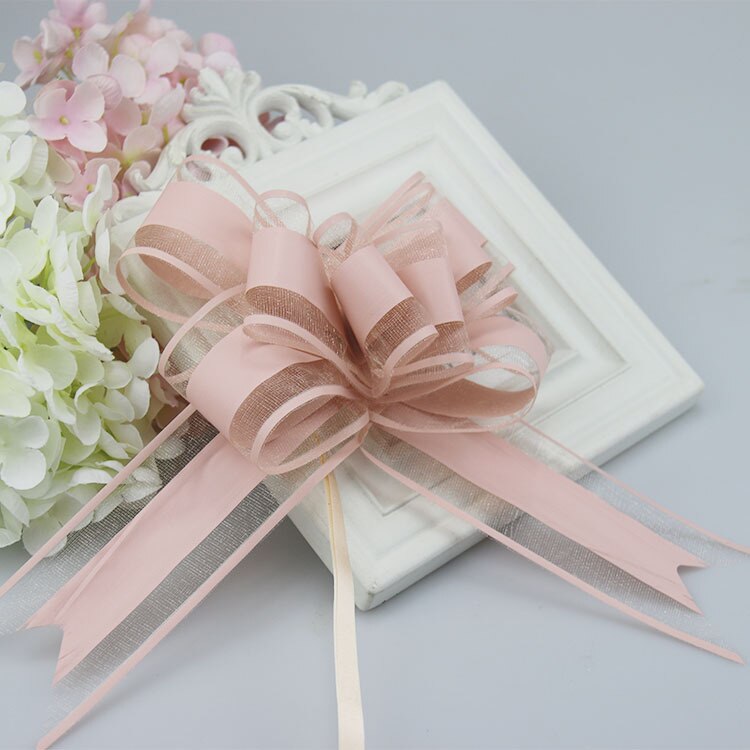 Plain Snow Yarn Garland Streamers Ribbon Flowers Packaging Bundled Wedding Car Door Hand Streamers Wedding Decoration: lotus 10pieces