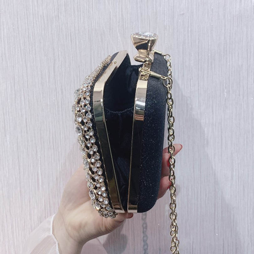 Kvinder clutch aftentaske beaded krystal dame bryllup pung rhinestones håndtasker sølv sort aften clutch tasker til kvinder