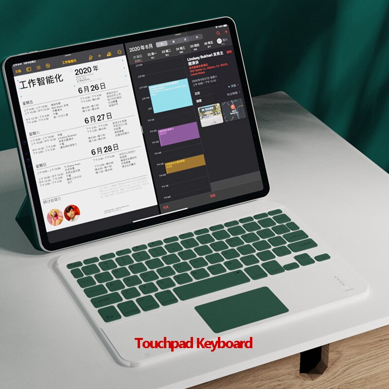 Bluetooth Touchpad Keyboard for Samsung Xiaomi Huawei iPad Phone Tablet Wireless Keyboard for IOS Windows Keyboard Rechargeable: touchpad dark green