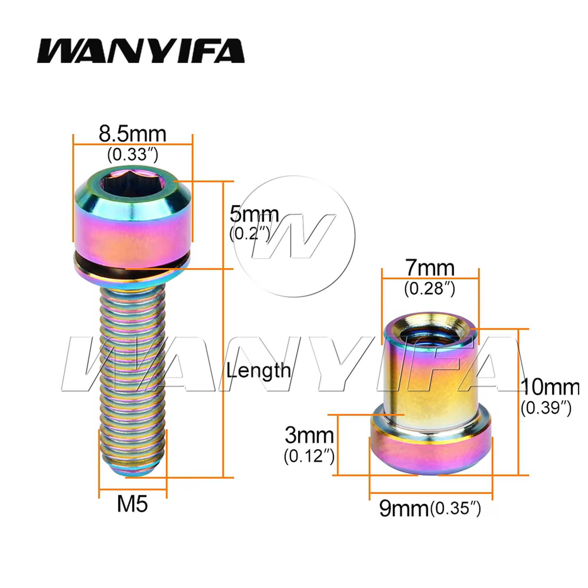 Wanyifa Perno de titanio con tuerca Tornillo de fijación de horquilla delantera para M5 X16 18 20 mm Cabeza cónica Pernos de cabeza cilíndrica Juego de sujetadores 2 piezas