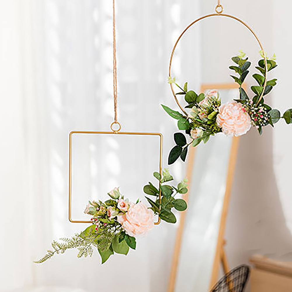 Veggheng i nordisk stil smijernshylle diy kunstig blomsterstativ hamptau anheng hjem bryllup geometrisk veggdekor