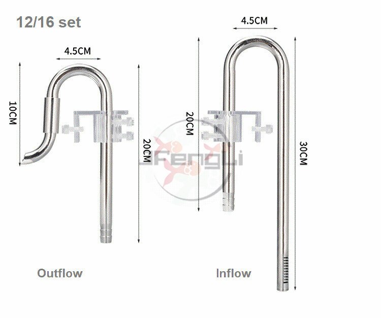 ZRDR filtro per acquario filtro esterno in acciaio inossidabile scarico uscita uscita schiumatoio acqua rimuovere il tubo del giglio del film dell'olio: C-12out12in