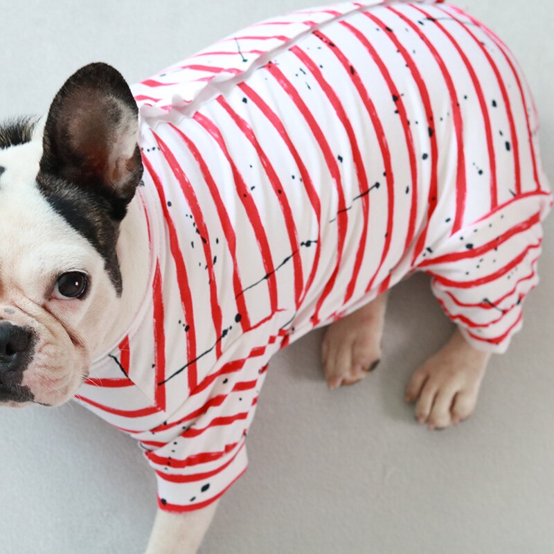Kjæledyrhund jumpsuit tynn stor bryst bomulls elastisk kjeledress til fest hunder pyjamas fransk bulldog mopper genser valpeklær