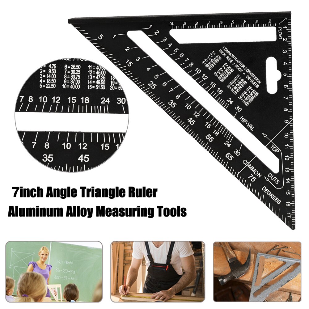 Triangle Ruler 7inch Aluminum Alloy Angle Protractor Speed Metric Square Measuring For Building Framing Tools Gauges