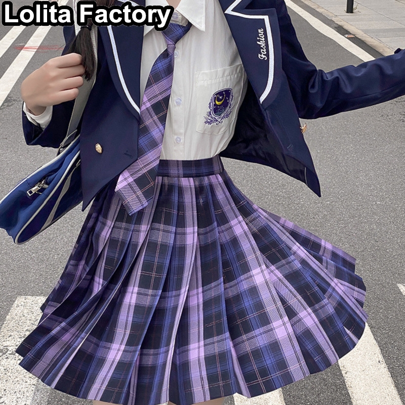 Uniforme d&#39;écolière japonaise pour filles, jupes plissées, chemise brodée harajuku, ensemble de cravate, uniformes JK Sexy pour femmes