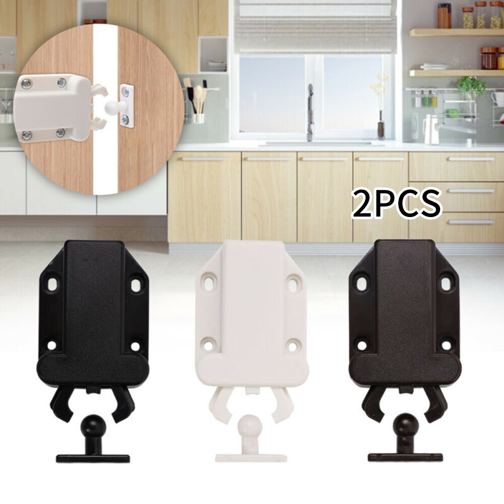 Black Push To Open Door Catch Wardrobe Bookcase Kitchen Cabinet Release