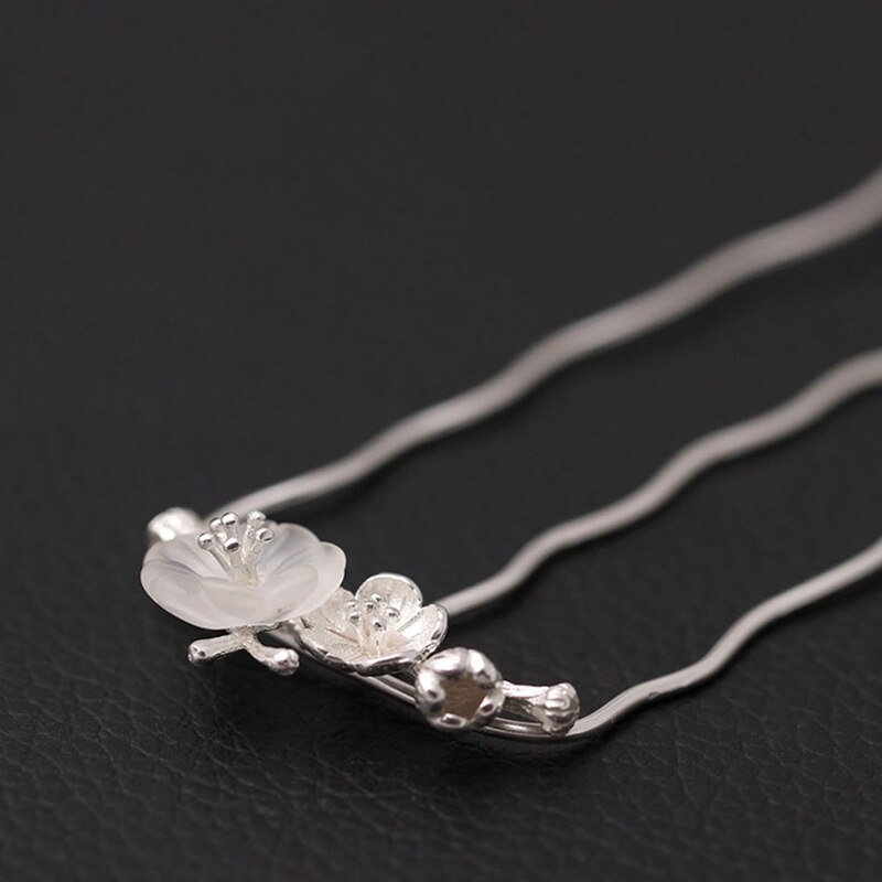 925 sterling silver hairwear Plum blossom Trident Hair Forks vintage ethnic charm beautiful hair jewelry for women