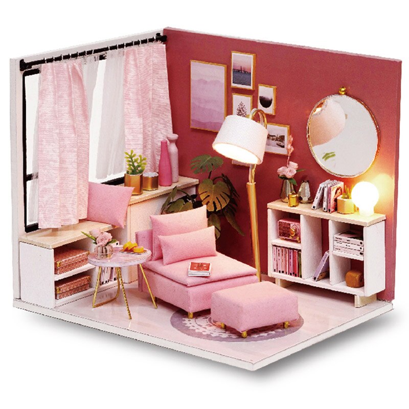 Poppenhuis Meubels Diy Miniatuur 3D Houten Miniaturas Poppenhuis Speelgoed Voor Kinderen Verjaardagscadeautjes Casa Kitten Dagboek H013: H017
