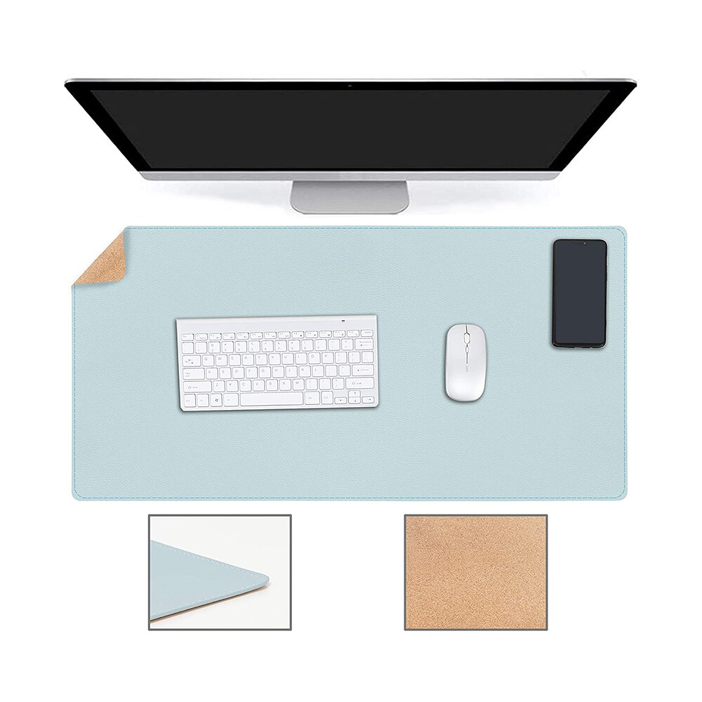 Extra Large Gaming Mouse Pad Double-Sided PU Leather Desk Mat Keyboard Pad Waterproof Dustproof Computer Mousepad for Game Offic: Blue / 60 X 35cm