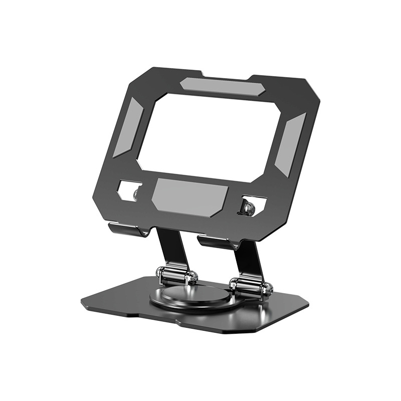 360° Multi-Func Rotating Folding Desktop Bracket for tablets phones All-metal universally compatible with iPads phones: black