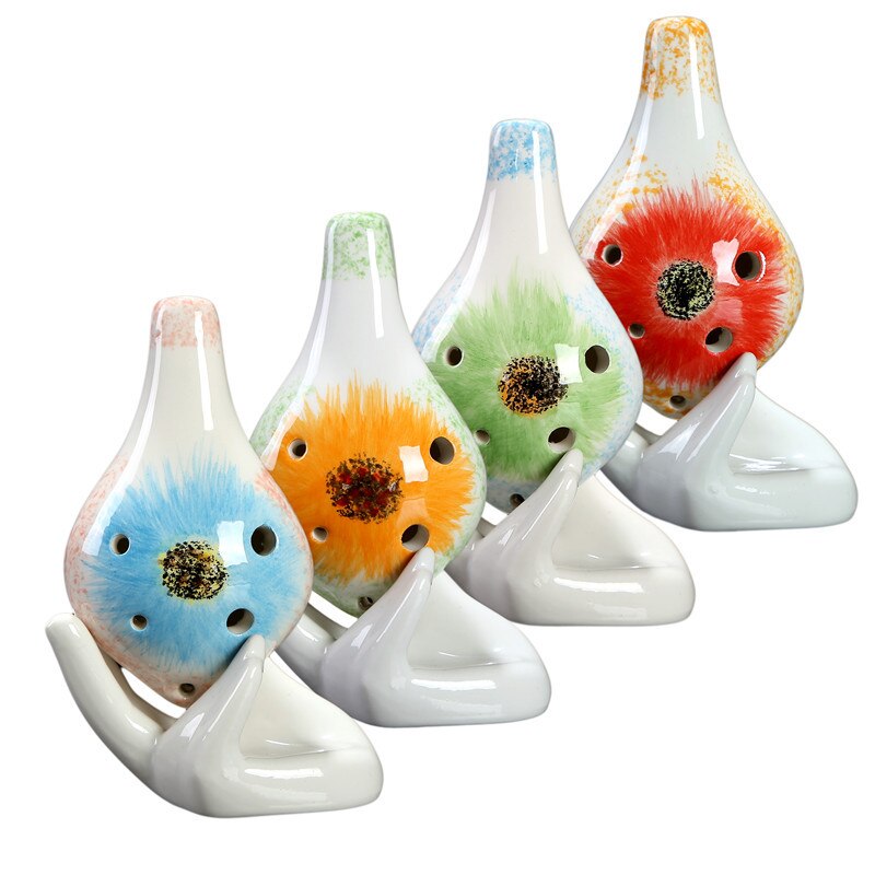 6 otworów Ocarina alt C tonu porcelany flet instrument muzyczny ręcznie malowane wzór ornament dekoracji prezent