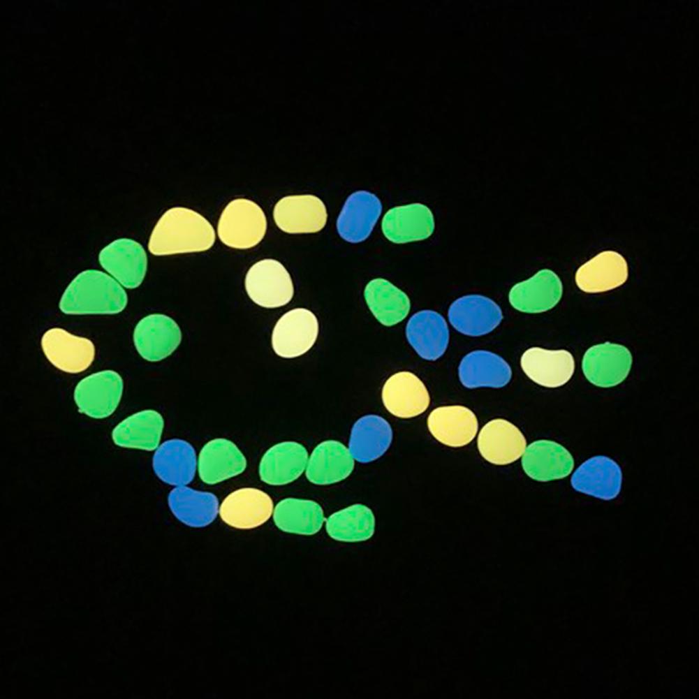 100Pcs Luminous Pebbles Eco-friendly Warm Light Resin Glow in the Dark Pebbles for Home