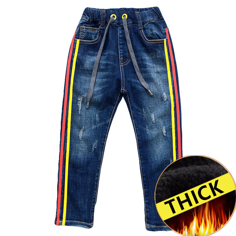 Jean épais en Denim pour enfant de 5 à 14 ans, pantalon décontracté de , collection automne et hiver: thick / 5T