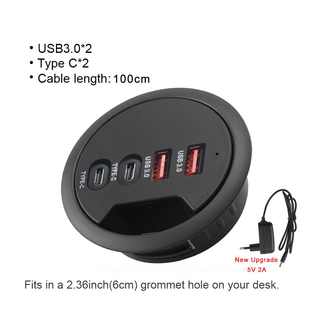 USB Desk Hub USB3.0 HUB With 4 Port USB3.0 Headphone/Mircophone Adapter For Desktop PC USB HUB Desk Mount USB 3.0 Splitter: 4 in 1-USB3.0