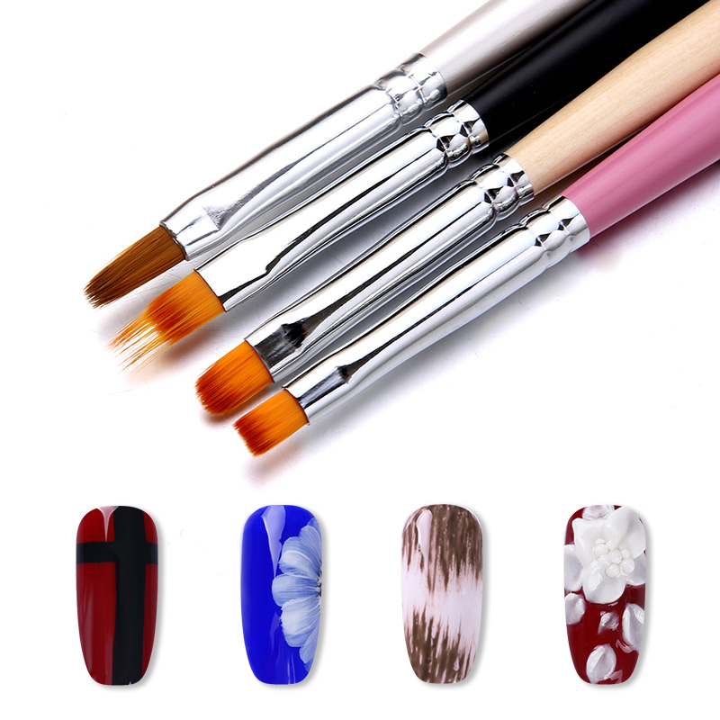 Dual-Ended Nail Brush Pen Voor Nagels Uitbreiding Uv Gel Schilderen Pen Roze Zwart Handvat Uv Gel Nail borstels Nail Art Tool