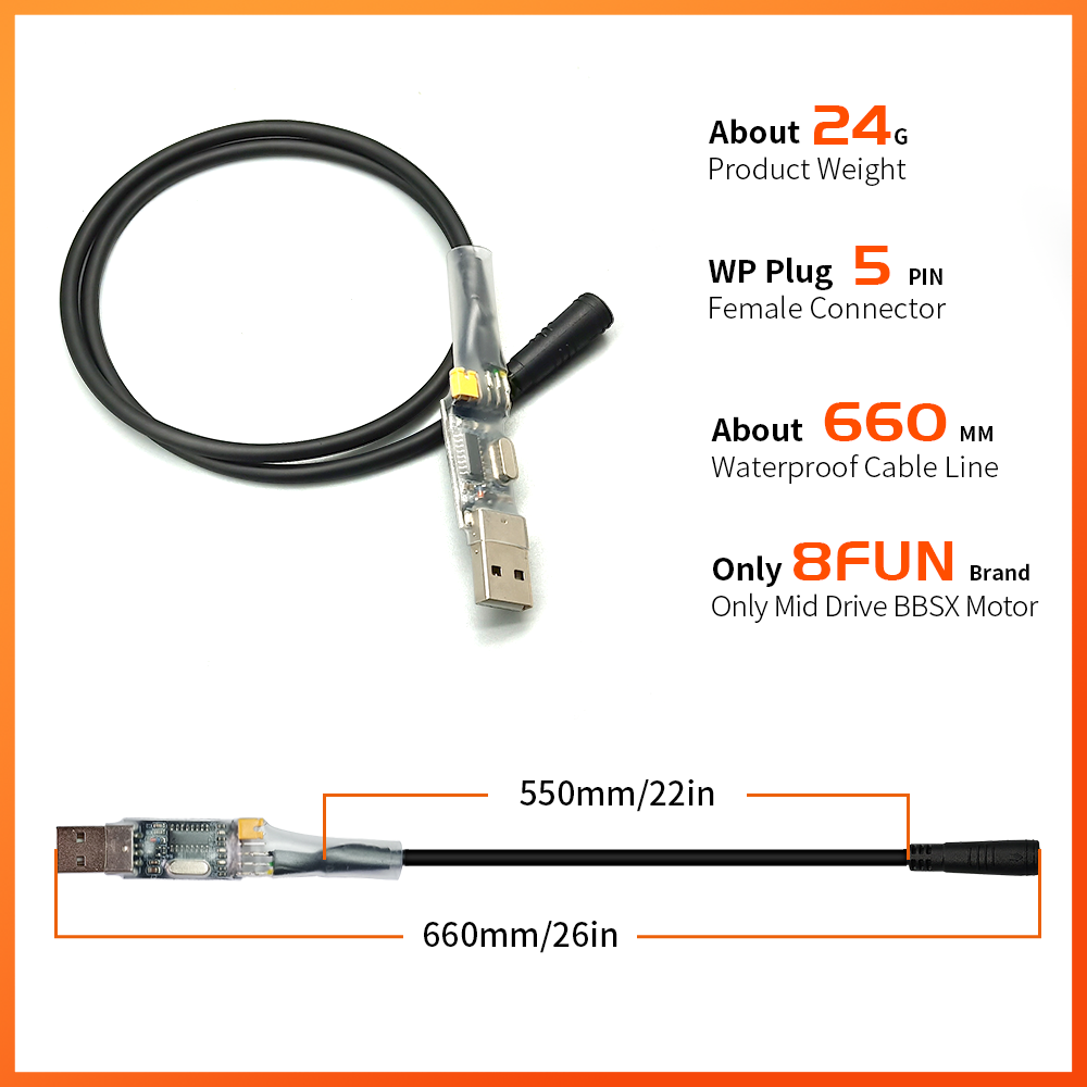 Bafang E-Bike Usb Programmeerkabel Aansluiten Computer BBS01/BBS02/Bbshd Mid Motor Te Veranderen Motor parameters