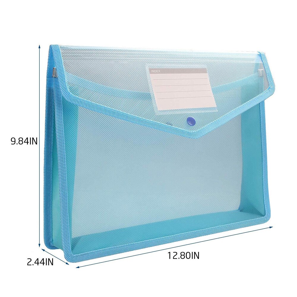 A4 Transparent Plastic File Bag with Closure Expandable Envelope Wallet Office File Folder for School Office Organization