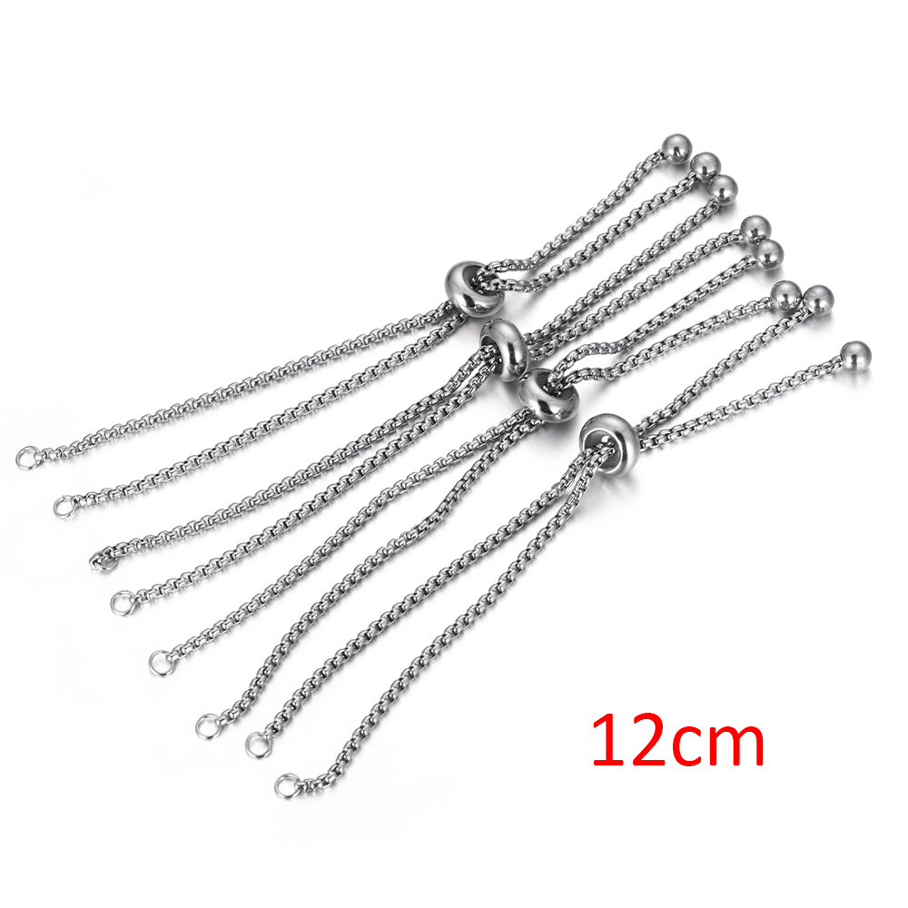 3pcs Stainless Steel Adjustable Slider Chain for Jewelry Making DIY Loops Connector Pendants Bracelets Chain Material Findings: GRAY