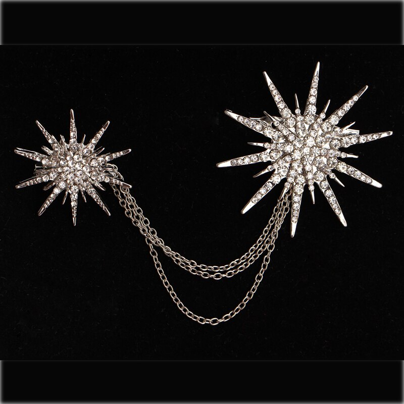 Hesiod Dames Broche Kristal Ster - Klassieke Sprankelende Ketting Broches Jurk Decoratie Zilver/Zwart/Goud